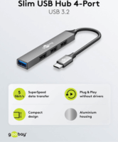 Goobay 74457 USB-C HUB 4-port - Szürke