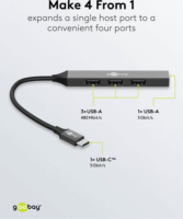 Goobay 74457 USB-C HUB 4-port - Szürke