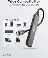 Goobay 74459 USB-C HUB 4-port - Szürke