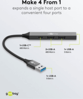 Goobay 74458 USB-A 3.2 HUB 4-port - Szürke