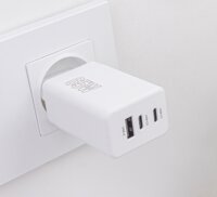 Maxlife MXTC-08-65ACC 2xUSB-C / USB-A Hálózati Gyorstöltő Adapter 65W - Fehér