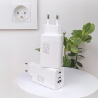 Maxlife MXTC-08-65ACC 2xUSB-C / USB-A Hálózati Gyorstöltő Adapter 65W - Fehér