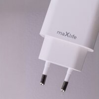 Maxlife MXTC-06 USB-C / USB-A Hálózati Töltő adapter 20W + 1m Lightning Kábel - Fehér