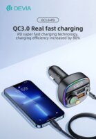 Devia ST112513 Smart Bluetooth PD+QC 2xUSB Autós gyorstöltő 30W - Fekete