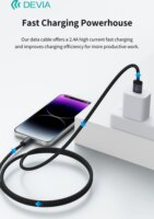 Devia Gracious Seriies v2 USB-A apa - Lightning anya Adat-és töltőkábel 2m - Fekete