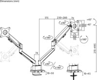 Goobay 70814 17" - 32" LCD TV / Monitor asztali tartó kar - Fekete (2 kijelző)