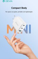 Devia Extreme Speed USB - 2xType-C Hálózati Gyorstöltő Adapter 65W - Fehér