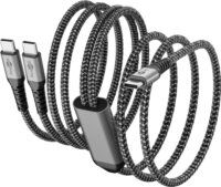 Goobay 75739 USB-C apa - 2xUSB-C apa 2.0 Adat és töltő kábel 1.5m - Szürke