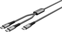 Goobay 75739 USB-C apa - 2xUSB-C apa 2.0 Adat és töltő kábel 1.5m - Szürke