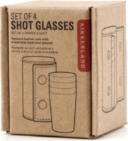 Kikkerland BA59 4 darabos fém pohárszett bőr tokban 30ml