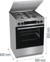 Gorenje GKS6C71XF Kombinált 4 zónás szabadonálló Gáz/Elektromos Tűzhely - Inox