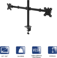 Akyga AK-MB-02 Dual 15"-32" LCD TV / Monitor asztali tartó kar - Fekete (2 kijelző)