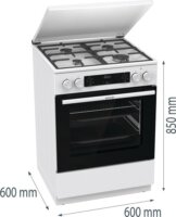 Gorenje GKS6C71WF Kombinált 4 zónás szabadonálló Gáz/Elektromos Tűzhely - Fehér