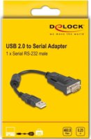 DeLock 64276 USB-A apa - RS-232 apa Átalakító Adapter - Fekete