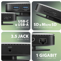 Axagon HMC-UFO Univerzális USB-C Laptop dokkoló állomás 100 Watt