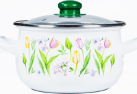 TOO Belly Tulip Lábas üveg fedővel Ø24cm 6,2L - Fehér/mintás