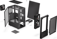 Krux Nadir Midi Torony Számítógépház + 1db 120mm + 2db 140mm ventilátor - Fekete