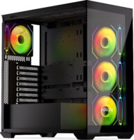 Krux Exo Midi Torony Számítógépház + 4db 120mm ventilátor - Fekete