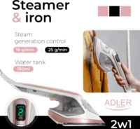 Adler AD5044 2 az 1-ben Ruhagőzölő és Vasaló 1800 Watt - Fehér / Arany