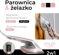 Adler AD5044 2 az 1-ben Ruhagőzölő és Vasaló 1800 Watt - Fehér / Arany