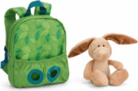 Nici Hátizsák kivehető nyuszi plüssfigurával - Zöld 21 x 26 cm