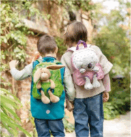 Nici Hátizsák kivehető nyuszi plüssfigurával - Zöld 21 x 26 cm