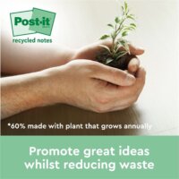 3M Post-it 38x51mm Újrahasznosított Öntapadó jegyzettömb - Vegyes színek (6x 100 lap/tömb)