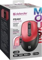 Defender MM-296 Feam Silent Wireless Egér - Piros / Fekete