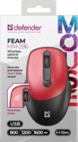 Defender MM-296 Feam Silent Wireless Egér - Piros / Fekete