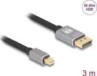 DeLock 81093 Mini DisplayPort - DisplayPort Kábel 3m - Fekete / Szürke