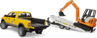 Bruder RAM Rental Service Autó szállító markológéppel- Sárga