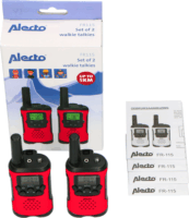 Alecto FR115RD Gyermek Walkie Talkie 7 km hatótávval - Fekete/Piros