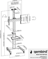 Gembird TVS-70T-02 37"-70" LCD TV / Monitor gurulós padló tartó állvány - Fekete