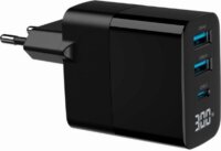 Gembird A-UC-PDQC30LCD 2xUSB-A / USB-C Hálózati Gyorstöltő Adapter 30W - Fekete