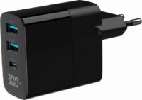 Gembird A-UC-PDQC30LCD 2xUSB-A / USB-C Hálózati Gyorstöltő Adapter 30W - Fekete