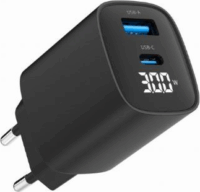 Gembird TA-UC-PDQC30LCD USB-A / USB-C Hálózati Gyorstöltő Adapter 30W - Fekete