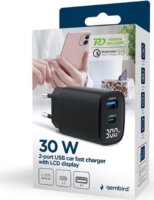 Gembird TA-UC-PDQC30LCD USB-A / USB-C Hálózati Gyorstöltő Adapter 30W - Fekete