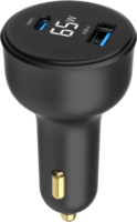 Gembird TA-UC-AC2PD65LCD USB-A / USB-C Autós Gyorstöltő 65W - Fekete