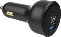 Gembird TA-UC-AC2PD65LCD USB-A / USB-C Autós Gyorstöltő 65W - Fekete