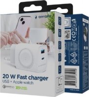 Gembird TA-UC-PDQCW20-01-W USB-A / USB-C / Apple Watch Hálózati töltő Adapter 20W - Fehér