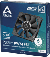 Arctic P8 Slim PWM PST 80mm PWM Rendszerhűtő Ventilátor - Fekete