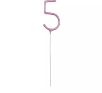 Unique Számos torta csillagszóró 18cm 5-ös szám - Pink