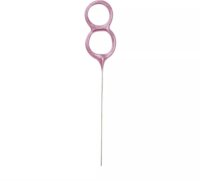 Unique Számos torta csillagszóró 18cm 8-as szám - Pink