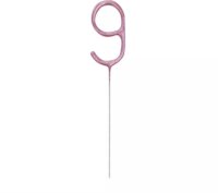 Unique Számos torta csillagszóró 18cm 9-es szám - Pink