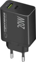 Esperanza Quick Power Charger USB-A / USB-C Hálózati töltő Adapter 20W - Fekete