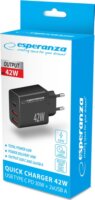 Esperanza Quick Power Charger 2xUSB-A / USB-C Hálózati Gyorstöltő Adapter 42W - Fekete