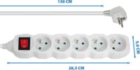 Esperanza Power Strip 220V Hálózati elosztó 5 aljzatos 1.5m - Fehér