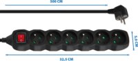 Esperanza Power Strip 220V Hálózati elosztó 6 aljzatos 5m - Fekete