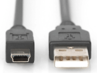 Digitus AK-300108-030-S High Speed mini USB-B apa - USB-A 2.0 apa Adatkábel 3m - Fekete