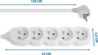 Esperanza ELK207W Túlfeszültség védő elosztó 5 aljzatos 1.5m - Fehér